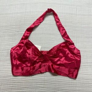 NWT VTG Victorias Secret Gold Label 100% Silk Halter Top bralette Pink M
